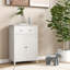 Armoire de rangement sur pied Red Barrel Studio® avec portes de tiroir et tablette réglable pour rangement gris-760717193