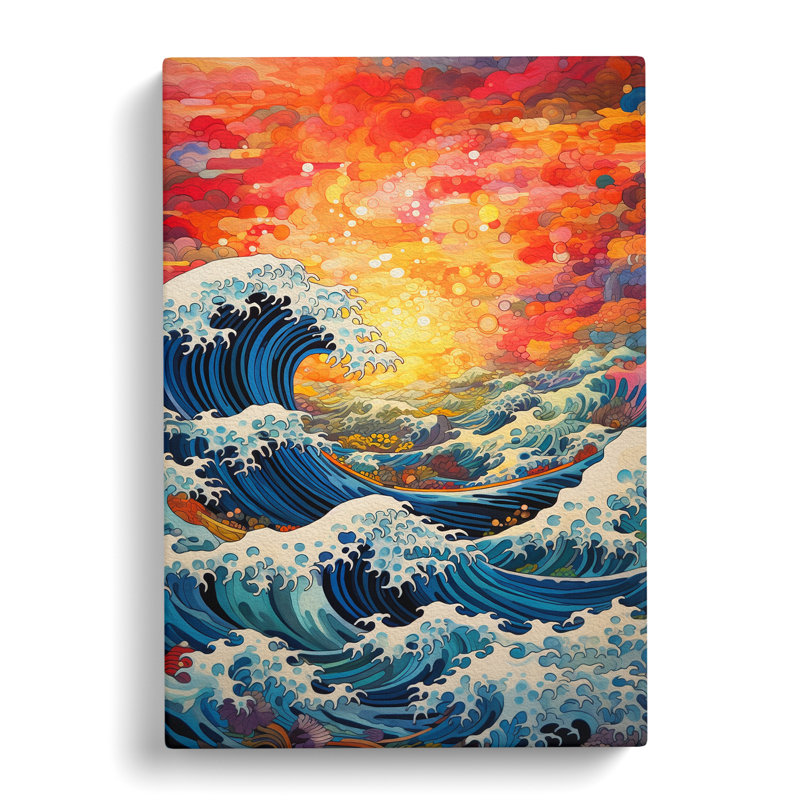 Wave Japanese Orphism Art - Wrapped Canvas, 60cm H x 40cm W x 3cm D