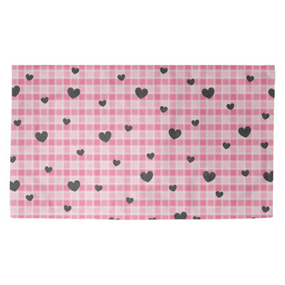 Tapis rose/gris fait main