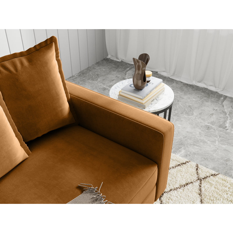 Stelly 70'' Velevt Square Arm Sofa, Ginger 100% Polyester