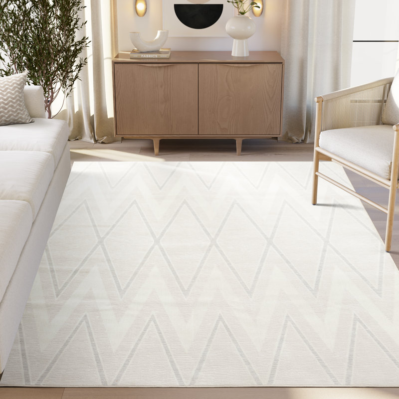 Abani Rugs Ardencroft REG510A Beige Cream Grey Geometric Triangle Area Rug, Rectangle 7'9" x 10'2"
