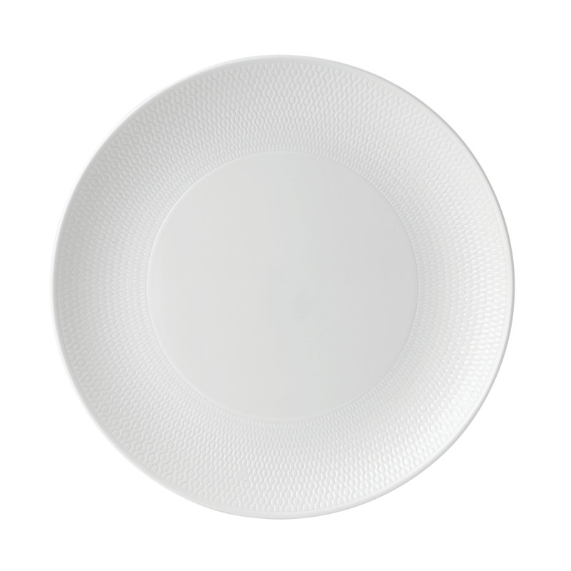 White Porcelain Geometric Round Dinner Plate