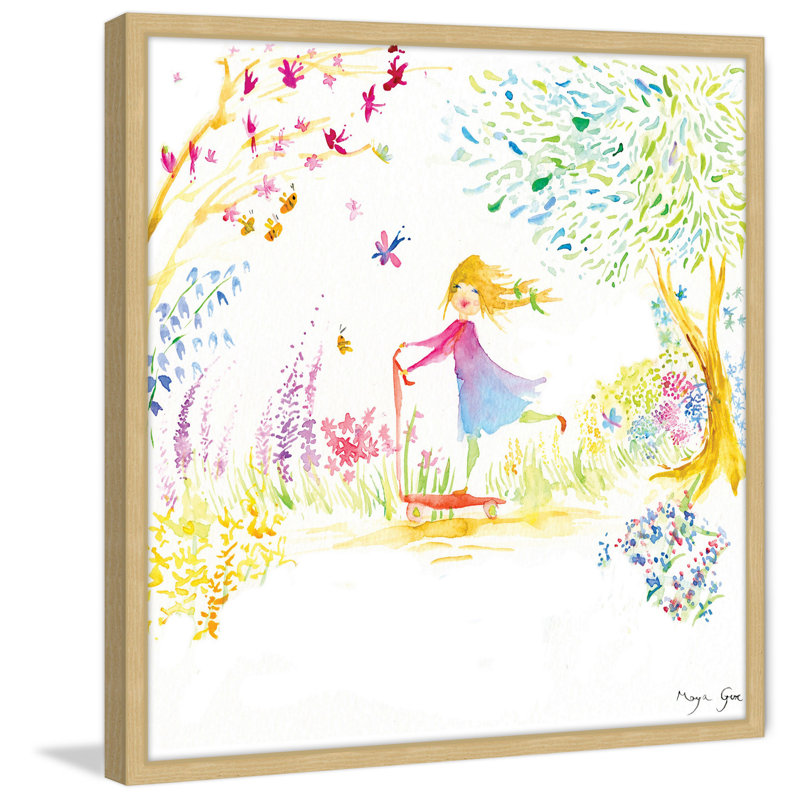 «Girl at the Park» par Maya Gur, reproduction d'art encadrée, H 18 po x l 18 po x P 1,5 po
