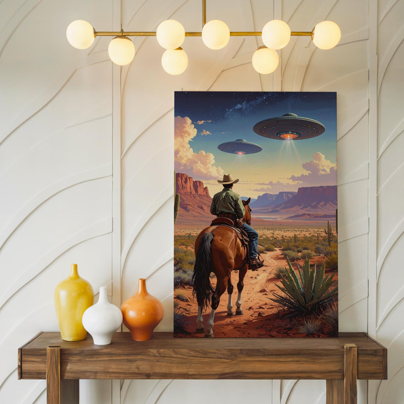 Cowboy and Ufo Encounter Canvas, H 16 po x l 20 po