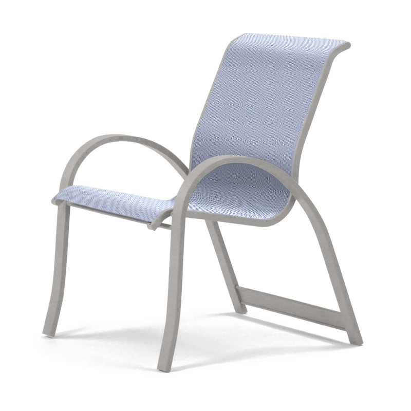Hiraku Stacking Patio Dining Armchair, Aqua, Warm Gray