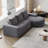 Chenille Fabric Sectional Sofa,No Assembly Required-1587792286
