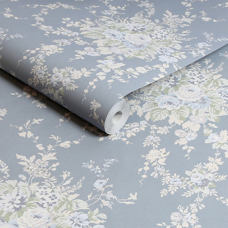 by Rachel Ashwell Garden Floral 10m x 52cm Wallpaper Roll, Grey