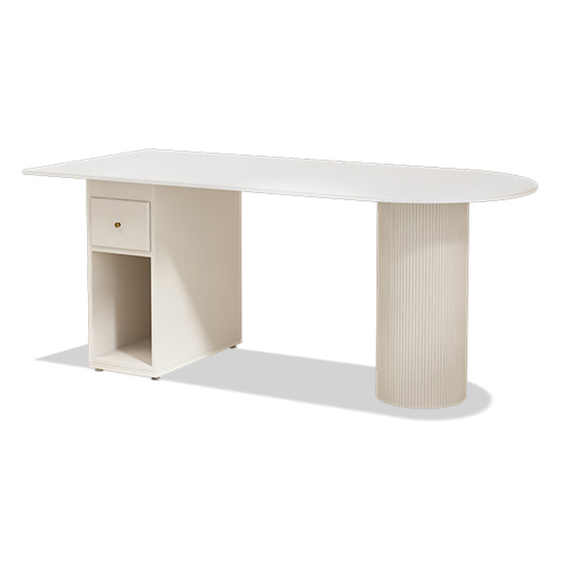 Bureau en pierre frittée blanc pur,  H 29,53 po x l 62,99 po x P 23,62 po