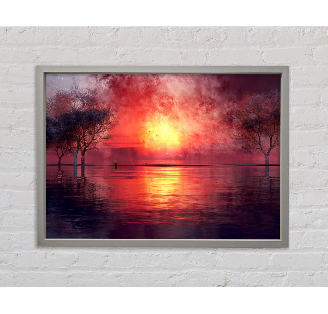 Fire Ocean Sunset - Einzelbildrahmen Kunstdrucke auf Leinwand