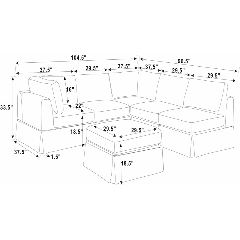 Canapé modulaire en tissu 6 pièces, Polyester beige