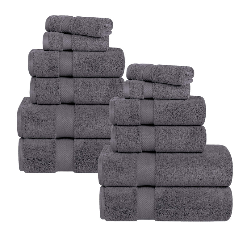 Ensemble de serviettes 12 pièces Fatih Zero Twist, Gris