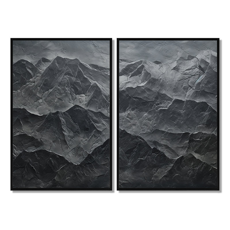 «USA Mountain Majesty Grey Minimalisme», art mural sur toile traditionnel, Noir, H 36 po x l 48 po