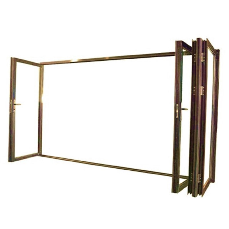 Portes de patio pliantes en aluminium, S'ouvre à droite vers l'extérieur, Bronze, H 84 po x l 120 po