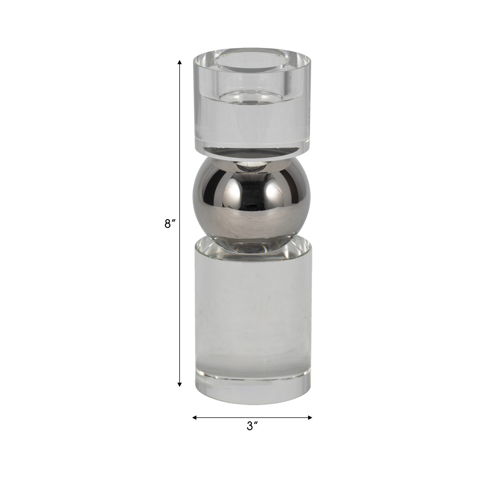 Joss & Main Riter Crystal Candlestick, Silver, 8" H x 3" W x 3" D