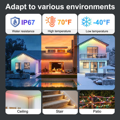Permanent Outdoor Lights 150ft - Smart Rainbow LED Outdoor Decor with 90 Lights