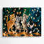 Chatons de Noël emmêlés dans des lumières de Noël, art mural en métal bleu-1594137724