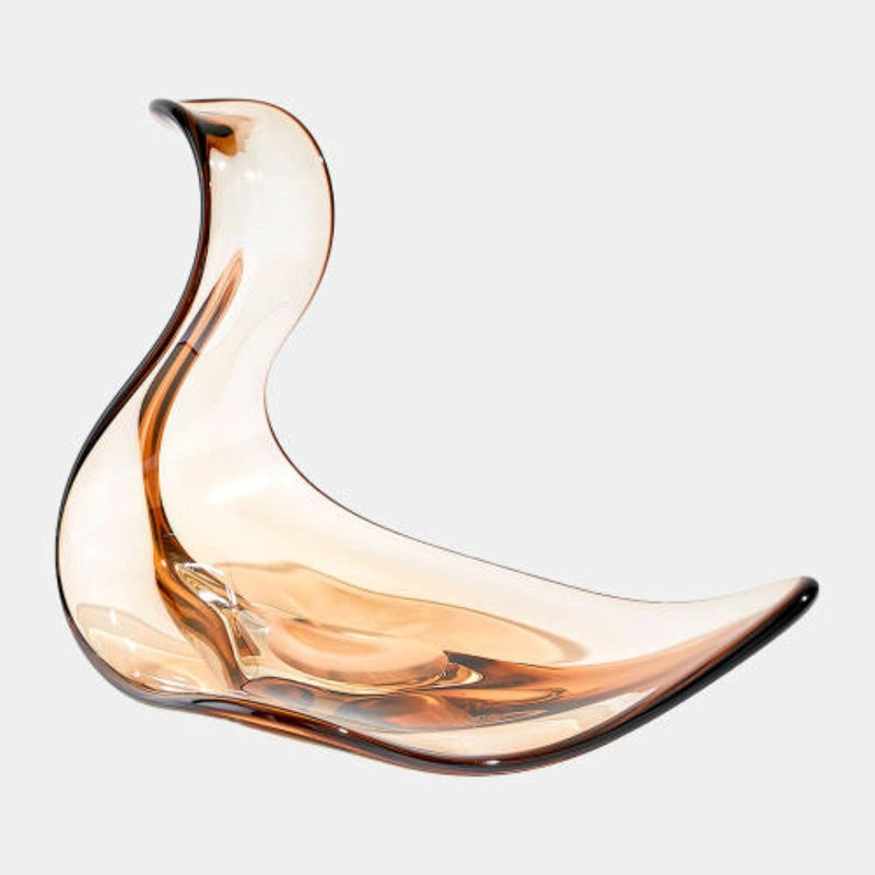 Wave Glass Decorative Bowl, Dark Yellow