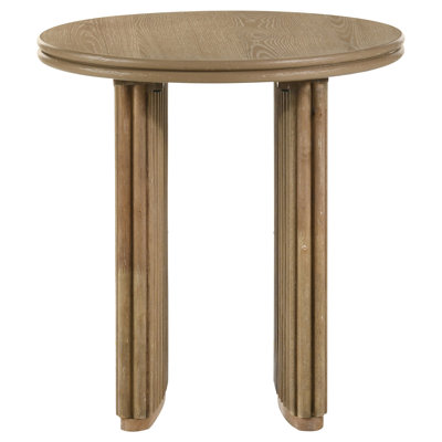 Table de bout ronde en bois Adina brun clair vieilli
