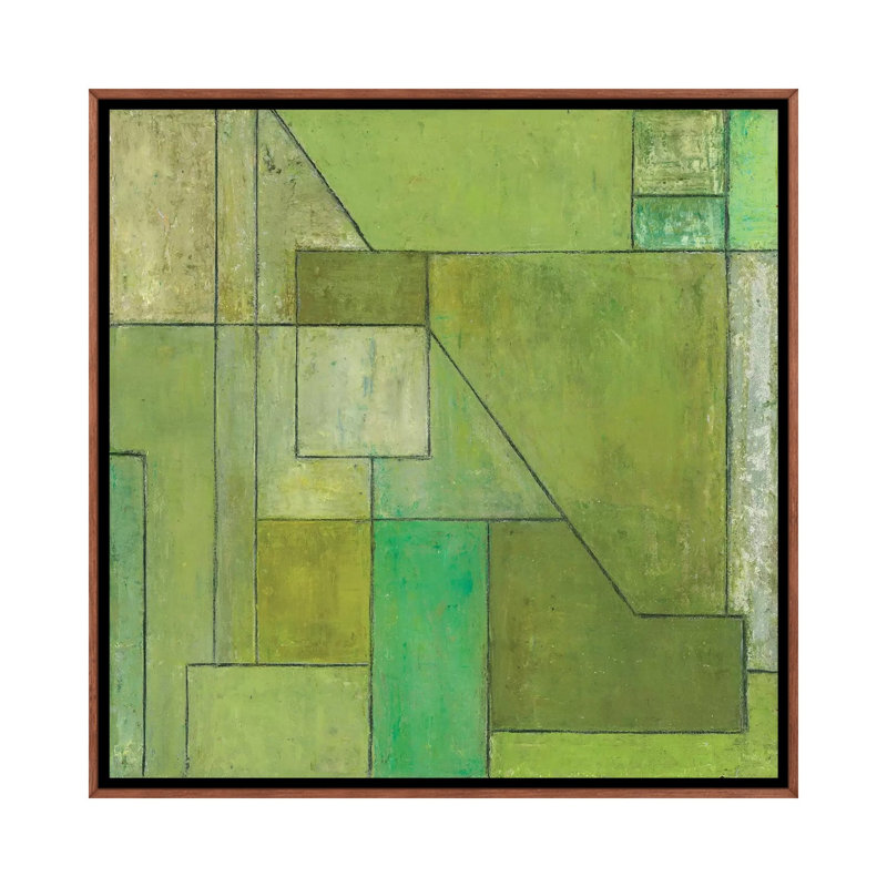Green Light by Stephen Cimini - Painting on Canvas, 93.98 cm H x 93.98 cm W, Classic Brown Wood Framed