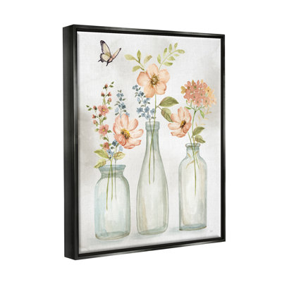 «Pink Blossoms Butterfly Arrangement Floater», art mural par Nan