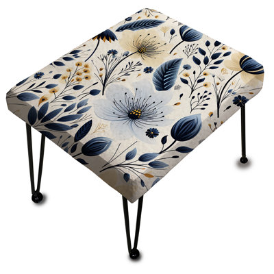 Repose-pieds nordique jaune bleu Garden Dreams III - Floral