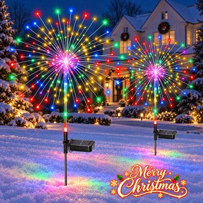 Guirlande lumineuse solaire de Noël, feux d'artifice solaire à planter avec 500 DEL pour la décoration extérieure de votre jardin.