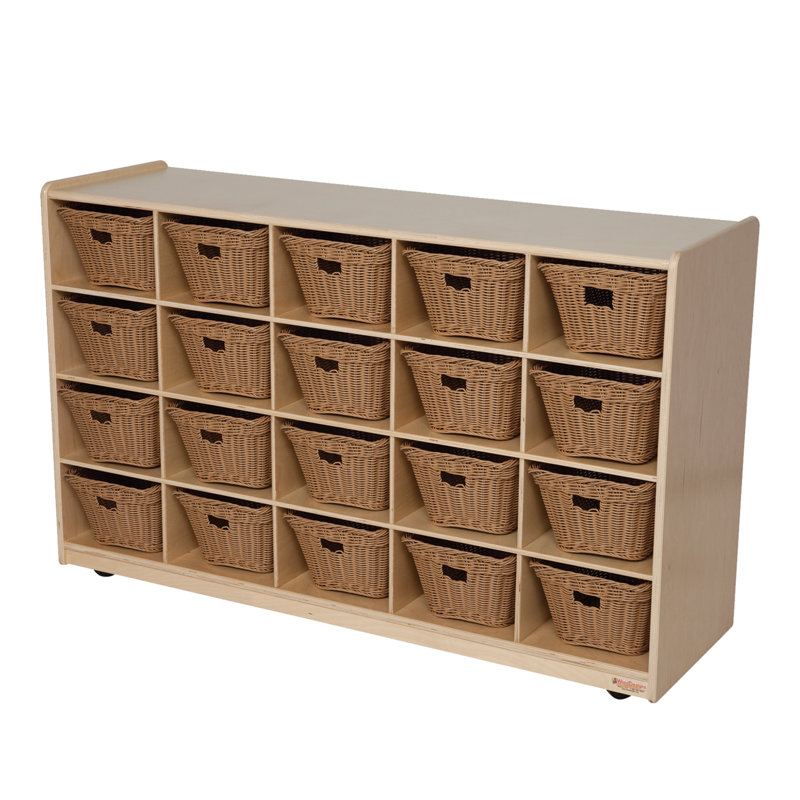 Natural Environments 20 Compartment Cubby with Bins, Natural, Yes, Chocolate