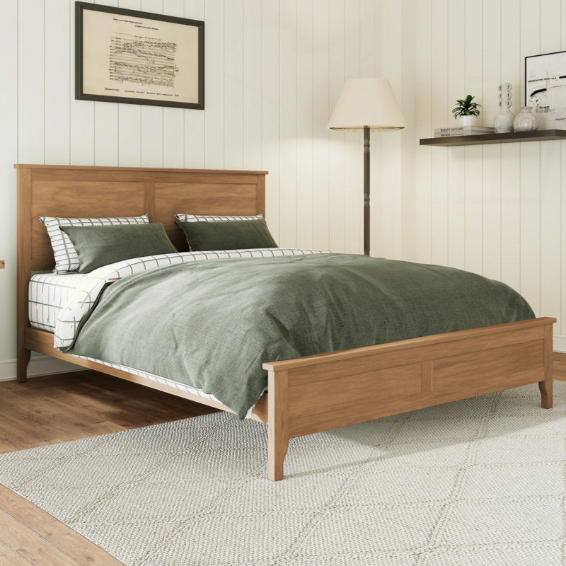 Modern Wood Platform Bed with Upgraded Headboard & Footboard, Sturdy Wooden Slats Support, No Box Spring Needed, Queen