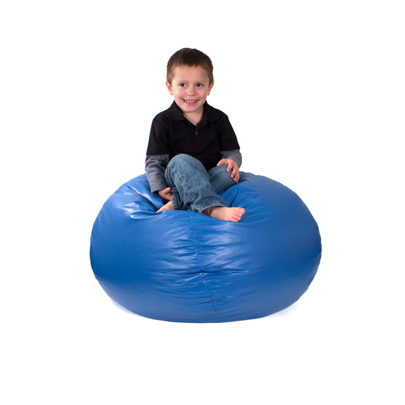 Fauteuil à billes classique Trule, Très grand, Vinyle d'apparence cuir bleu moyen