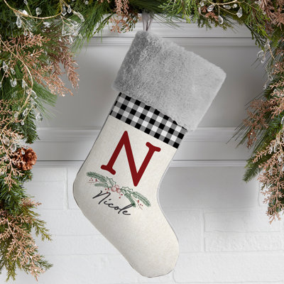 Chaussette de Noël festive à feuillage personnalisé