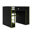 Lit mezzanine double avec bureau intégré, garde-robe, tiroirs de rangement et lumière DEL RVB-1857139053