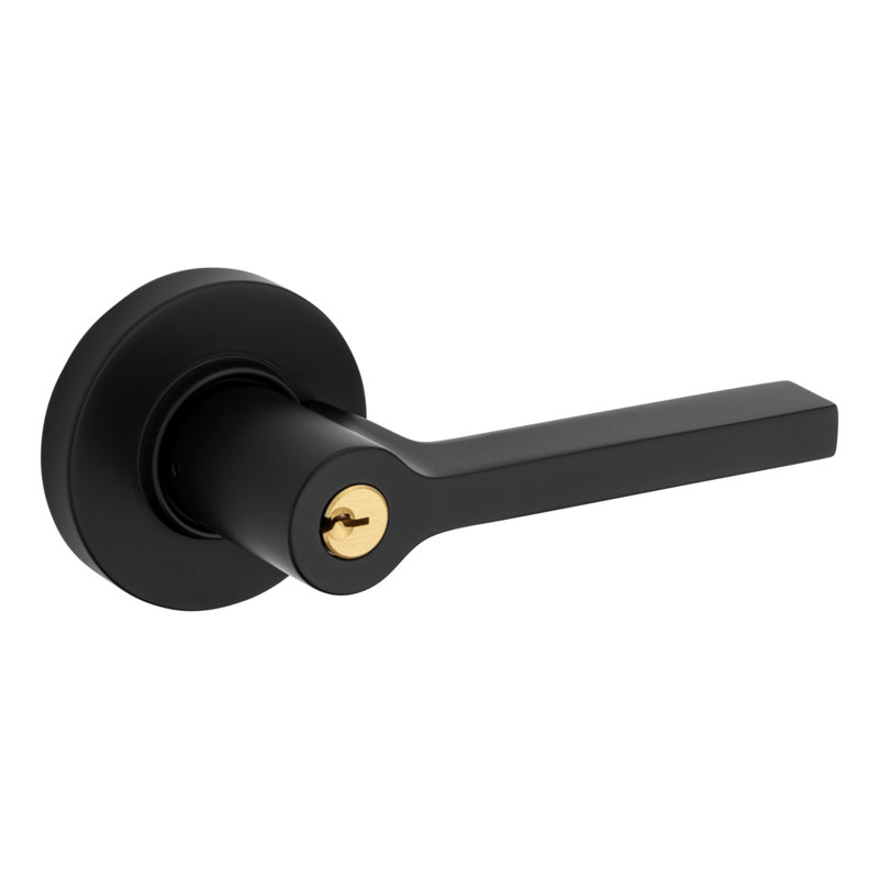Polished Chrome Keyed Entry Lever with Round Rose