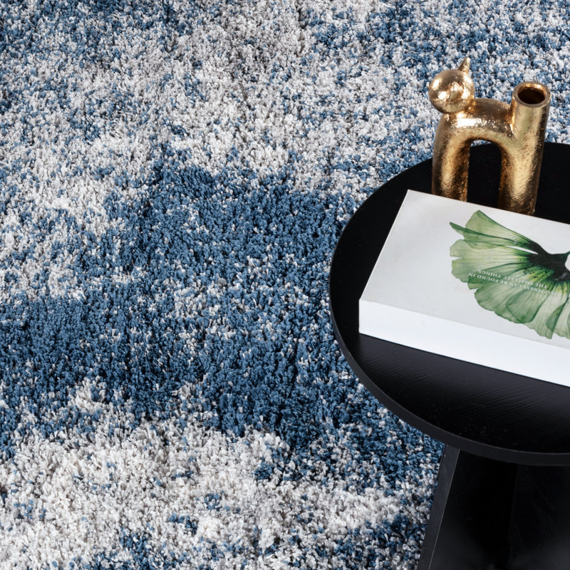 Tapis à poils longs bleu / gris