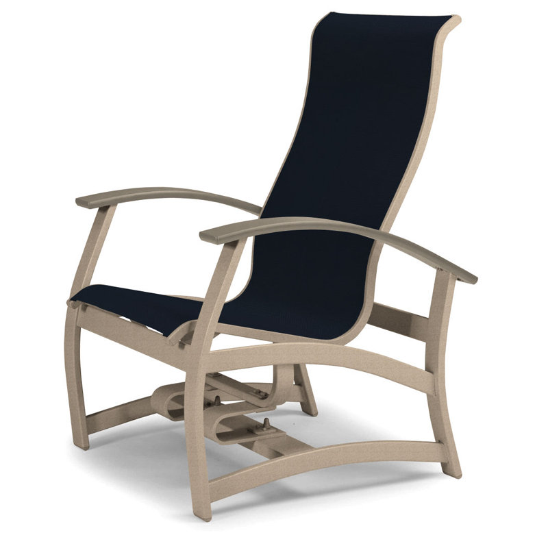 Askar Swivel Powder Coated Aluminum Outdoor Lounge Chair, Navy 13D Sunbrella®, Desert P60, Textured Silver