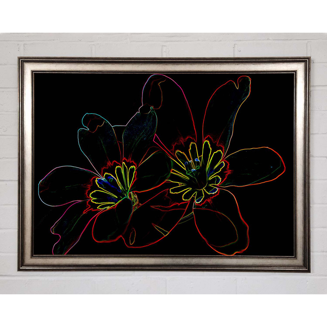 Gerahmtes Leinwandbild Abstract Neon Floral 38