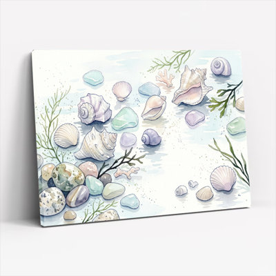 Art mural sur toile Gallery Wrap pour le salon, la chambre à coucher, le bureau ou le vestibule - décoration murale décorative avec motif coquillage