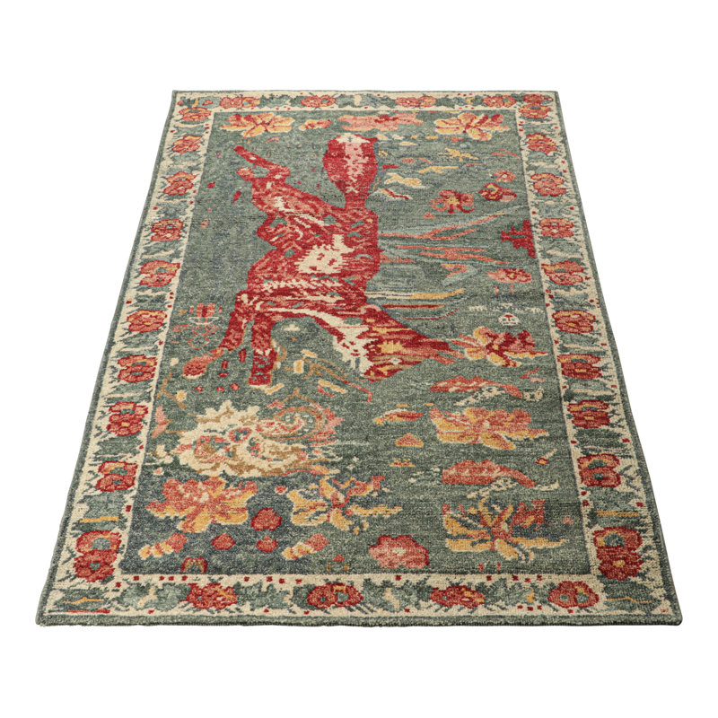 Burano Hand Knotted Wool Animal Print Area Rug, Rectangle 10' x 14'