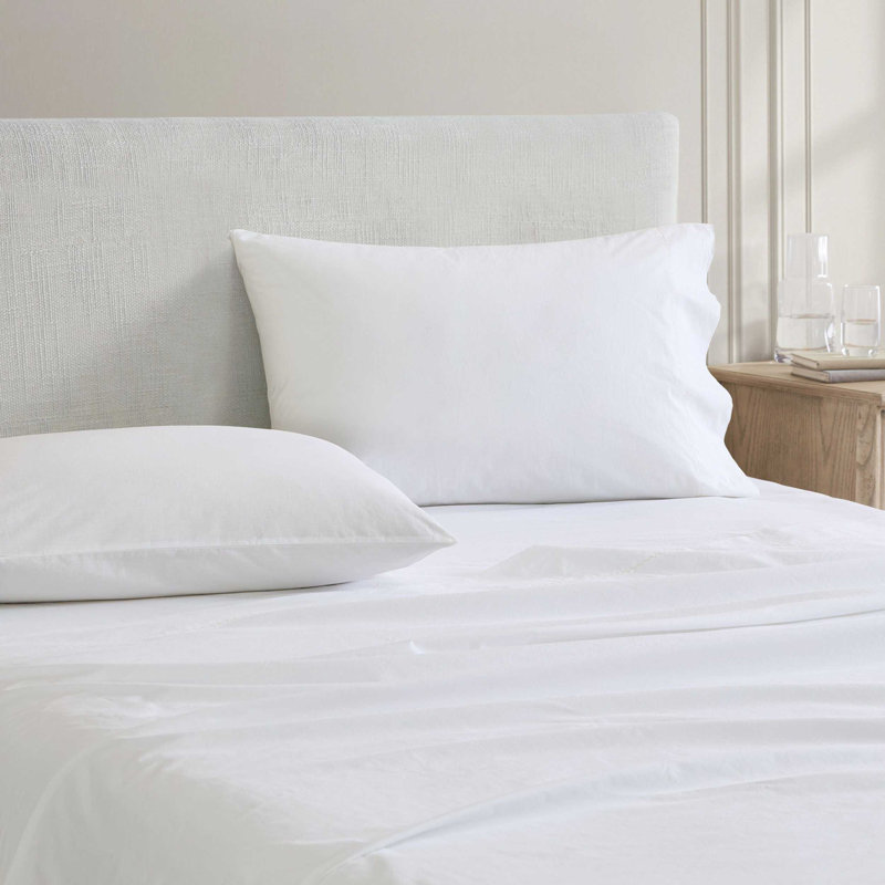 Ensemble de draps en coton Martha Stewart Lilly Pond Leaf, Ensemble de draps pour très grand lit avec 2 taie, Rose