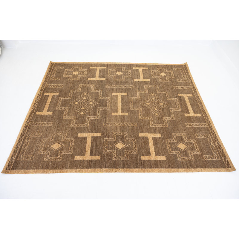 Sienna Hand Knotted Jute / Sisal Geometric Area Rug in Brown, Rectangle 9' x 12'