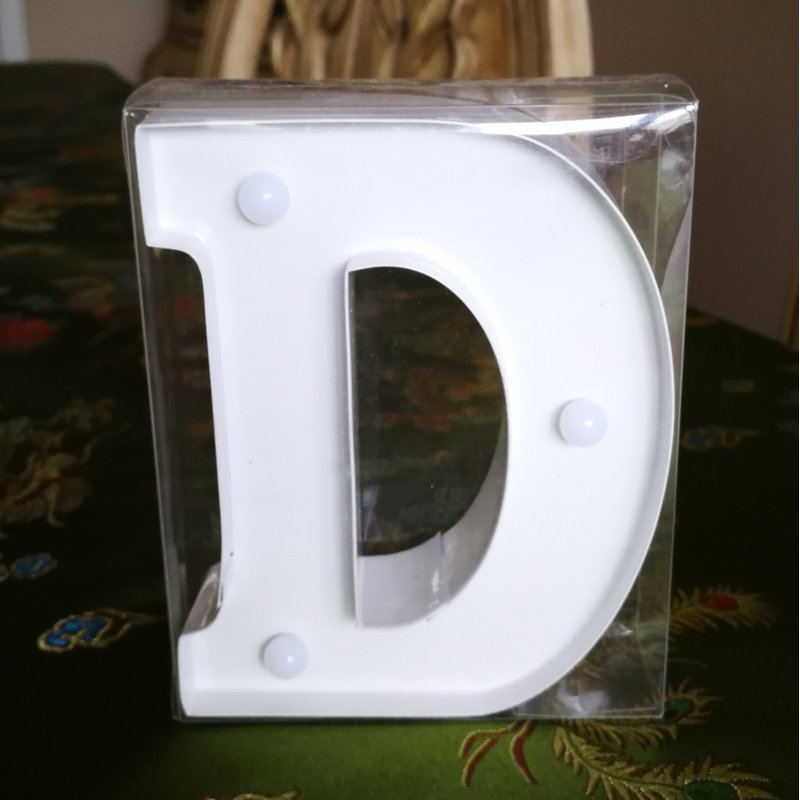 Enseigne lumineuse del de lettre d, Blanc