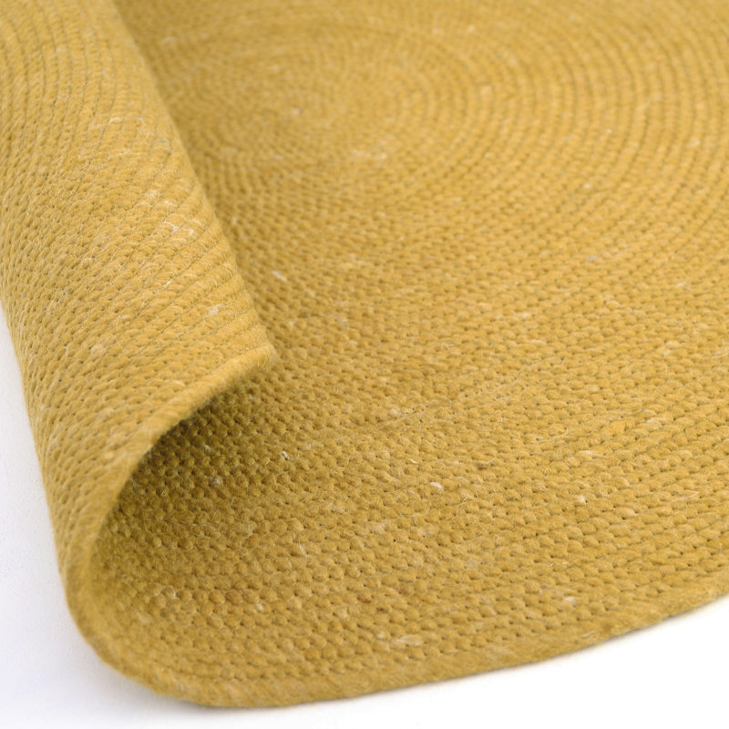 Round Keomi Solid Colour Wool Hand Woven Area Rug, Round 140cm