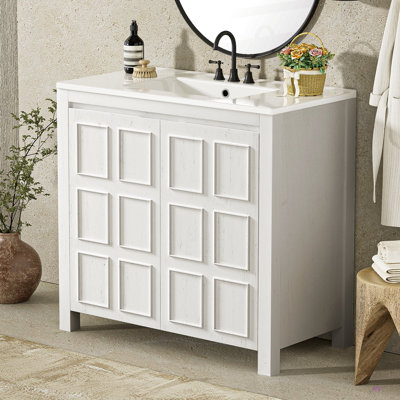 Rangement pour meuble-lavabo 36 po avec lavabo en céramique