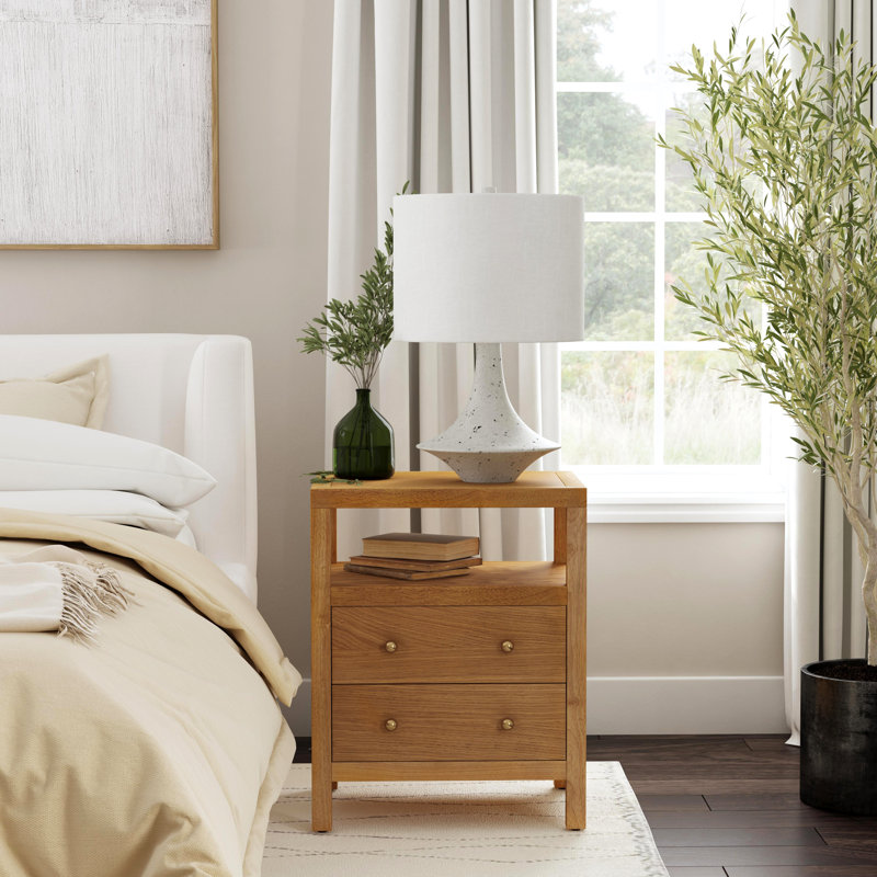 Table de chevet 2 tiroirs Celine, Naturel
