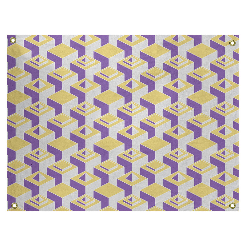 Tapisserie, H 26 po x l 36 po, Jaune / Mauve