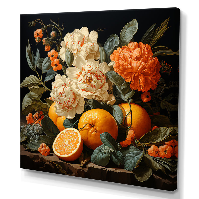 Renaissance, peinture d'un fruit orange I - fruits, art mural, H 36 po x l 36 po x P 1,5 po