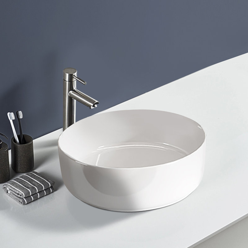 Integrated White Ceramic Basin, Drain NOT Included
