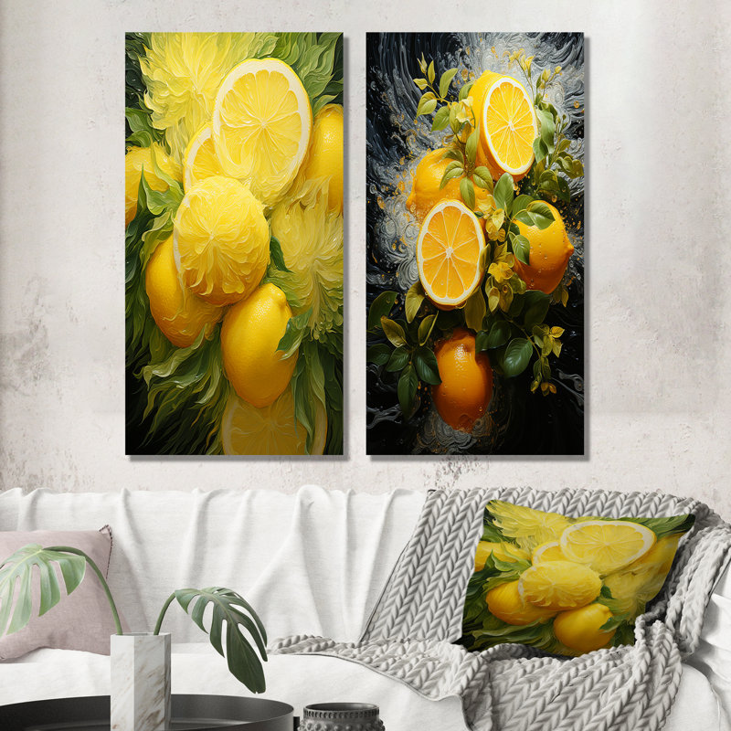 Citron sérénité IV - fruits, ensemble de 2 reproductions d'art sur toile, Toile tendue, H 28 po x l 25 po