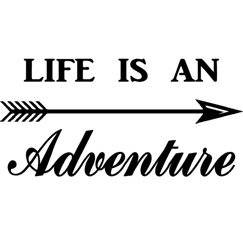 Décalcomanie murale « life is a adventurer adventurer », H 15 po x l 30 po, Noir