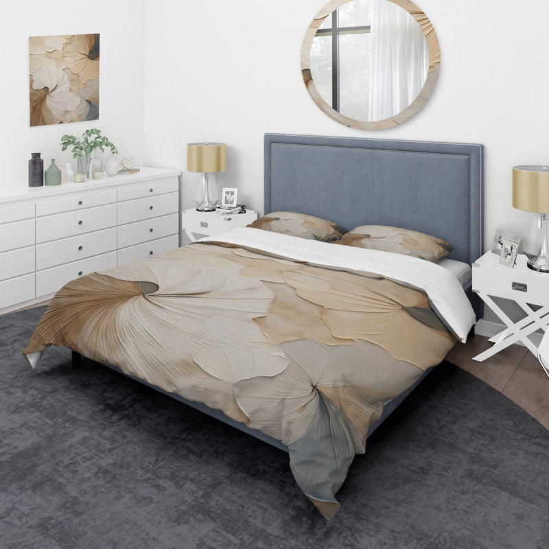 Ensemble de housse de couette beige minimaliste Elegance In Bloom - Flowers, Housse de couette très grand et 2 très grandes t