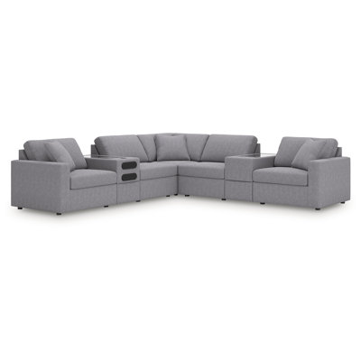 Canapé modulaire équilibré 7 pièces avec audio et consoles de rangement Depew